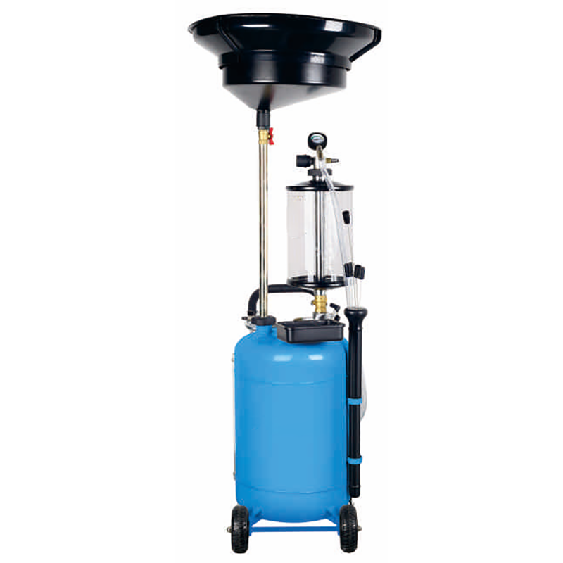 Oil drainer extractor equipment in an auto repair shop